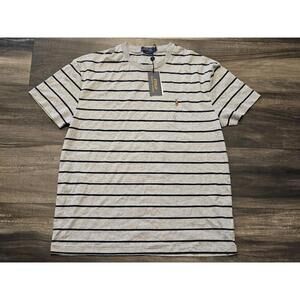 Polo Ralph Lauren Mens Classic Fit T-Shirt Mens M Striped Crewneck Navy Grey